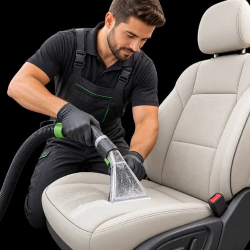 Professional detailing the interior of a car