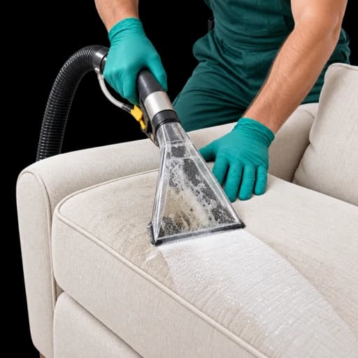 Professional deep-cleaning a sofa