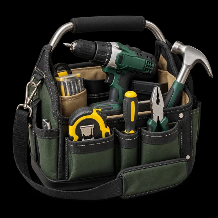 Premium tool bag prepared for a home repair
