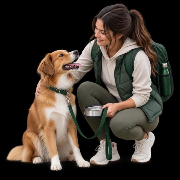 Trusted pet sitter caring for a dog at home